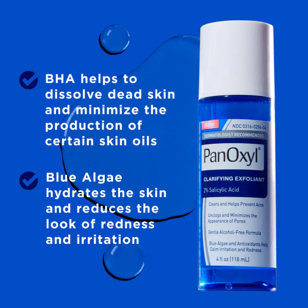 PanOxyl Clarifying Exfoliant - BHA Dissolves Dead Skin & Blue Algae Reduces Redness