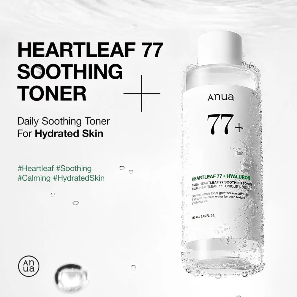 Anua Heartleaf 77+ Soothing Toner — 100% agreed soothe skin control sebum improve texture clinical results