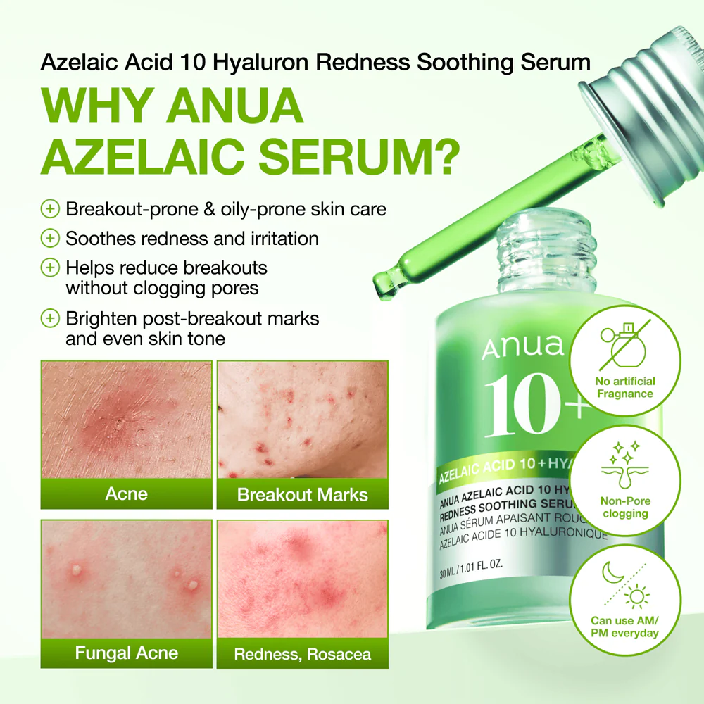 Anua Azelaic Acid 10 Serum - Breakouts Down Redness Gone