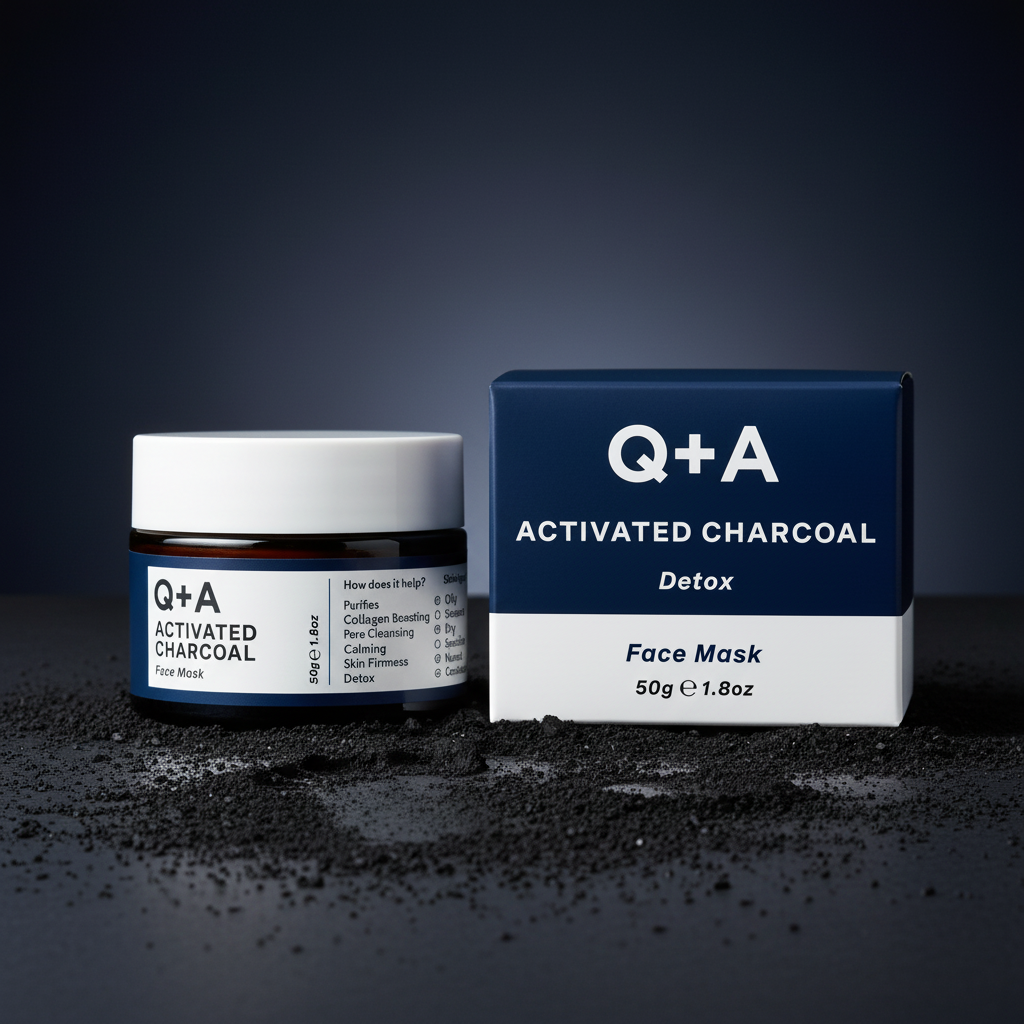 Q+A Activated Charcoal Face Mask - navy charcoal gradient