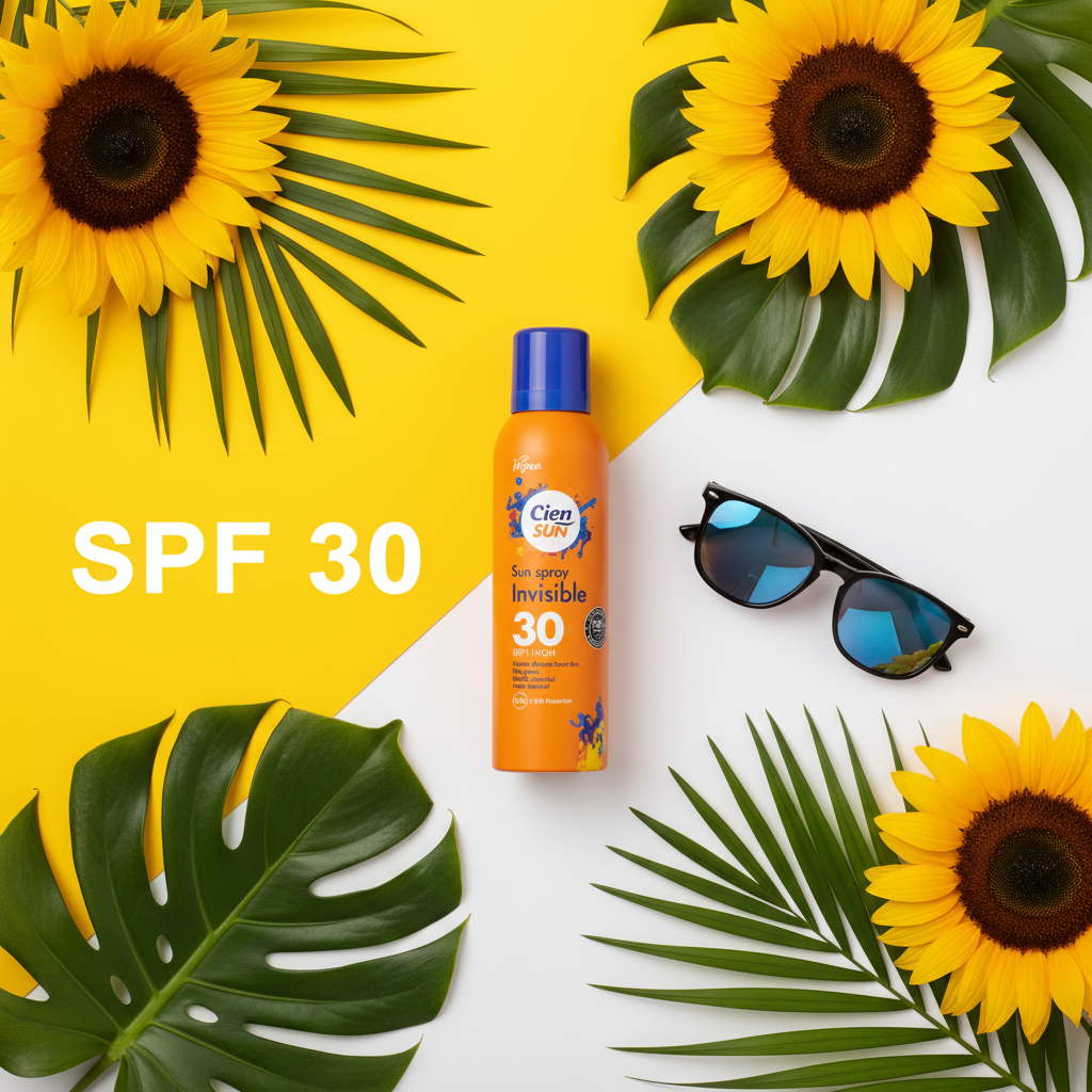 Cien Sun Invisible Sun Spray SPF 30 - Summer Flatlay