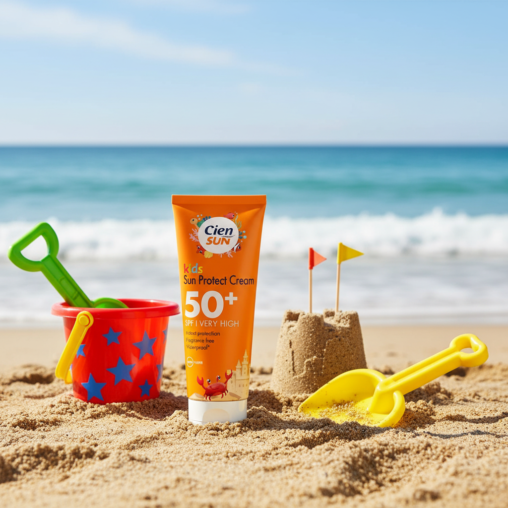 Cien Sun Kids Sun Protect Cream SPF 50+ - Beach Lifestyle Shot