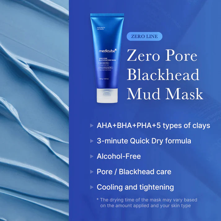 Medicube+ Zero Pore Blackhead Mud Mask - Zero Line key benefits AHA BHA PHA 5 clays