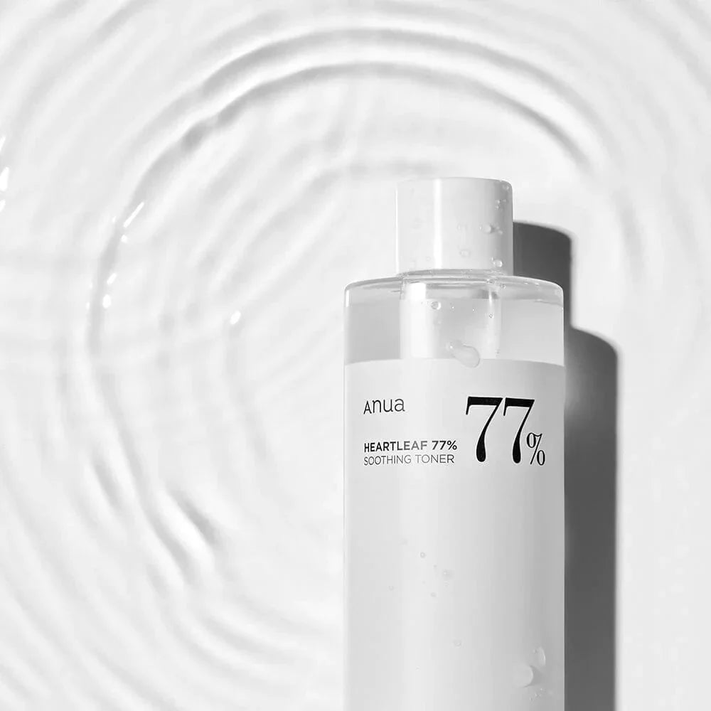 Anua Heartleaf 77% Soothing Toner - Bottle Laying on Water Ripple Surface