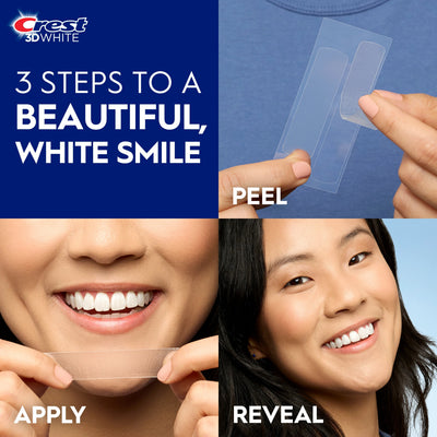 Crest 3D Whitestrips - 3 Steps to a Beautiful White Smile: Peel, Apply, Reveal