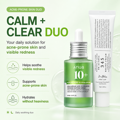 Acne-Prone Skin Duo – Dr. Althea 345 Relief Cream + Anua 10+ Soothing Serum