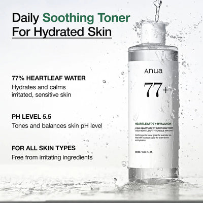Anua Heartleaf 77+ Soothing Toner — When To Apply use after washing pat gently AM PM