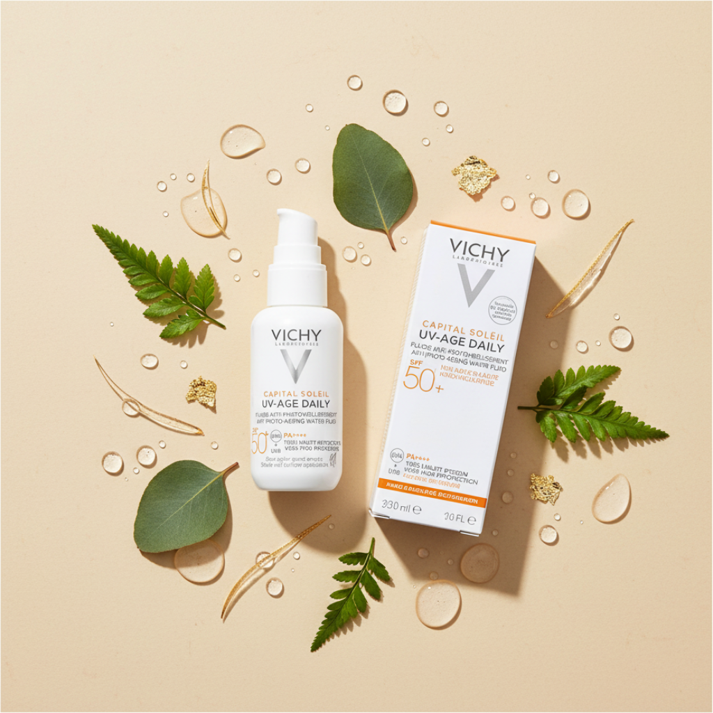 Vichy UV-Age Daily - Golden flat lay