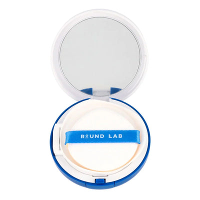 Round Lab Birch Juice Moisture Sun Cushion - Open Compact Showing Mirror and Puff