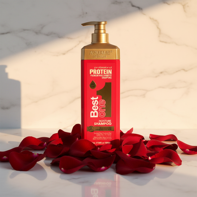 Armame Premium Protein Moisture Shampoo - Red marble editorial gold light