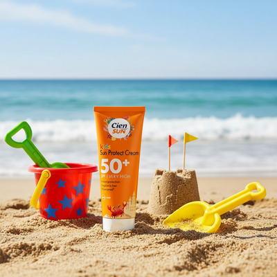 Cien Sun Kids Sun Protect Cream SPF 50+ - Beach Lifestyle Shot