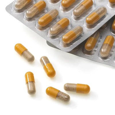 Mivolis Ginkgo 100mg — capsules jaunes blister fond blanc ginkgo biloba extrait